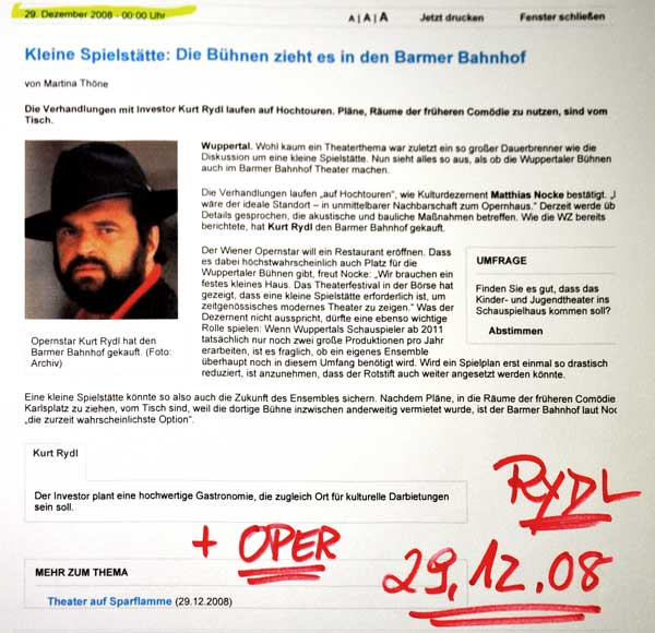 Wuppertaler Zeitung - Newsline, 29.12.2008